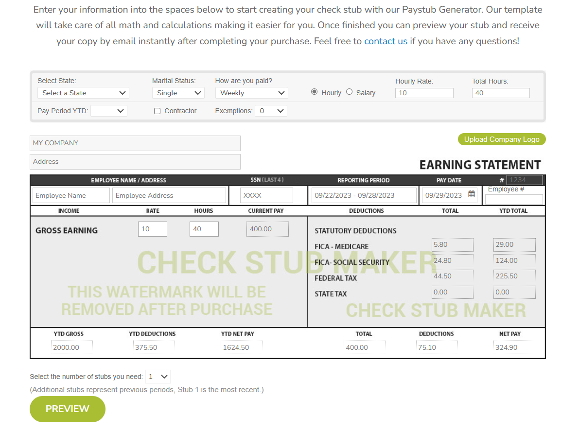 advance paycheck stub calculator